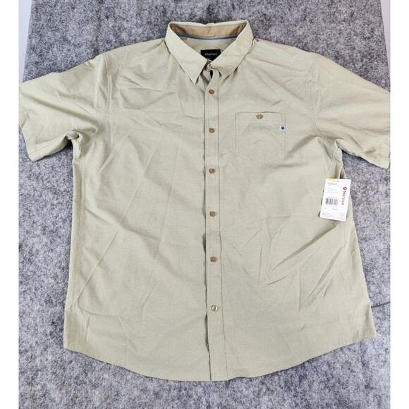 Marmot Windshear Shirt Mens 2XL Khaki Tan Hiking Permeable Wicking Outdoor - Picture 2 of 11